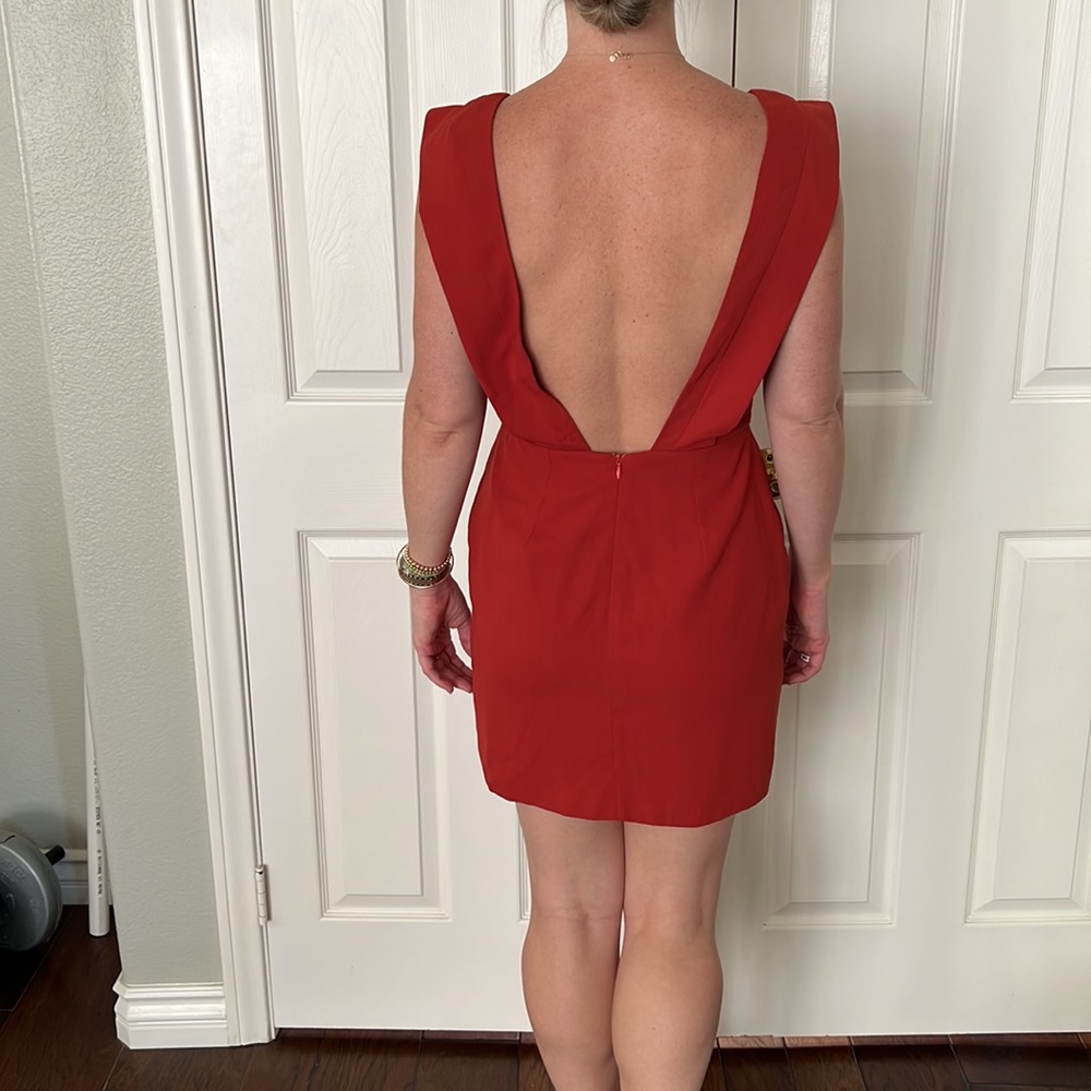 Line & Dot Backless Rust Mini Dress - Picture 2 of 6